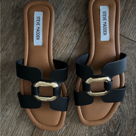 Steve Madden Black and Brown Women's Sandals size women’s 7.5 *New - Picture 1 of 3